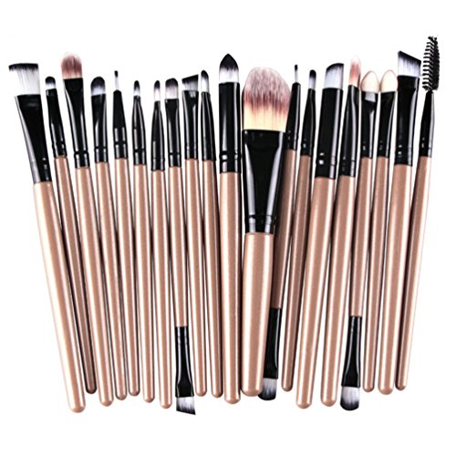 Product Cover KOLIGHT 20 Pcs Pro Makeup Set Powder Foundation Eyeshadow Eyeliner Lip Cosmetic Brushes (Black+Gold)