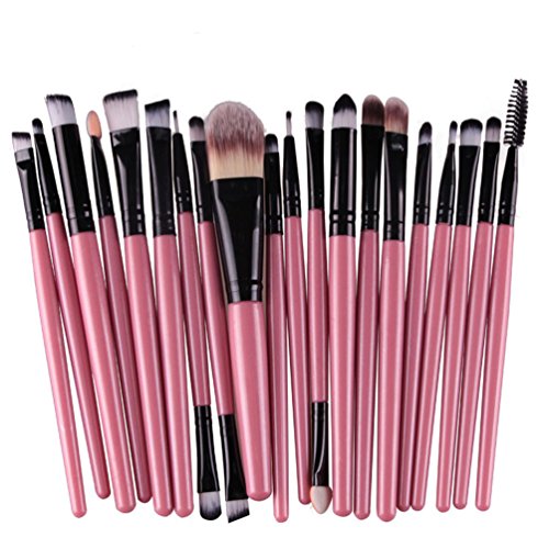 Product Cover KOLIGHT 20 Pcs Pro Makeup Set Powder Foundation Eyeshadow Eyeliner Lip Cosmetic Brushes (Black+Pink)