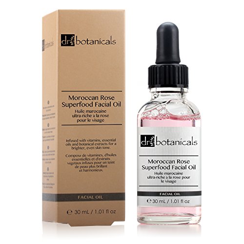 Product Cover Dr Botanicals Vegan Moroccan Rose Superfood Facial Oil  with Vitamins, and Essential OIls - Natural Best Anti-ageing repairing Treatment for All skins - Instant Results - Made in UK - 30ml