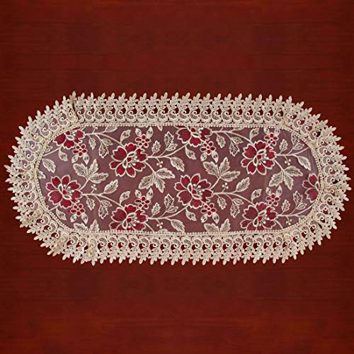 Product Cover Grelucgo Beige Small Lace Doily Oval Table Runner Dresser Scarf 13 × 48 Inches