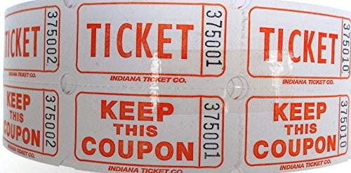 Product Cover Raffle Tickets 2000 per Roll 50/50: Easy 2 Read Tangerine