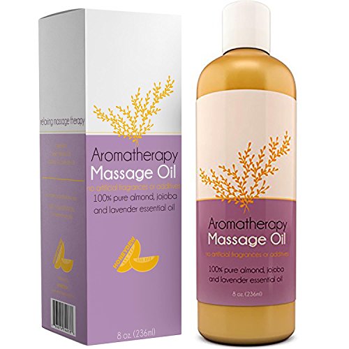 Product Cover Aromatherapy Massage Oil for Massage Therapy with Pure Jojoba and Almond Oil for Skin Are Enhanced With Relaxing Lavender Essential Oil for Sleep and Wellness Natural Anti Cellulite Body Moisturizer