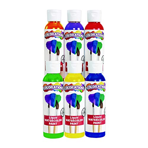 Product Cover Colorations Liquid Watercolor Paint, 4 fl oz, Set of 6, Non-Toxic, Painting, Kids, Craft, Hobby, Fun, Water Color, Posters, Cool Effects, Versatile, Gift