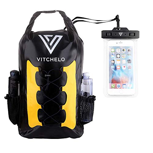 Product Cover Vitchelo 30L Waterproof Dry Bag Backpack for Outdoor Water Sports Kayaking Camping - Fly Fishing & Boating Gifts for Men - 100% Tear-Free, Lifetime Kayak Storage Bag - Free Waterproof Phone Pouch