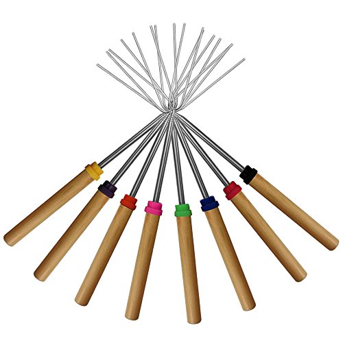 Product Cover KEKU Marshmallow Roasting Sticks Set of 8 Telescoping Rotating Smores Skewers & Hot Dog Fork Kids Camping Campfire Fire Pit Accessories