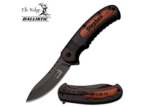 Product Cover FREE ENGRAVING Elk Ridge Ballistic Spring-Assisted Knife Customize OnLine Now Front & Back Engraved