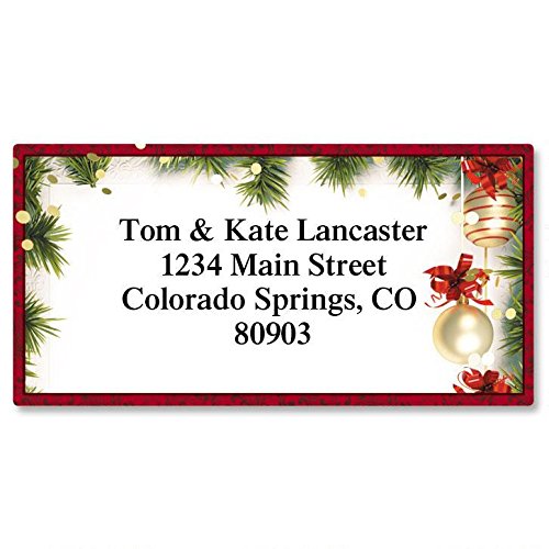 Product Cover Christmas Twilight Personalized Return Address Labels - Set of 144, Large, Self-Adhesive, Flat-Sheet Labels with Border, by Colorful Images