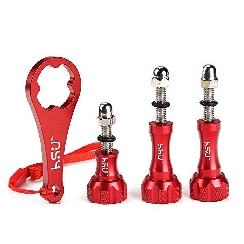 Product Cover Aluminum Thumbscrew Set + Wrench for Gopro Session, Hero(2018),Hero 8,7,6, 5, 4, 3+, 2, 1 (3pcs,Red)