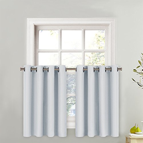 Product Cover NICETOWN Grayish White Curtain Panel - Functional Thermal Insulated Eyelet Top Room Darkening Curtain Panel - 1 Piece Valance - W52 x L36 + 1.2 inches Header