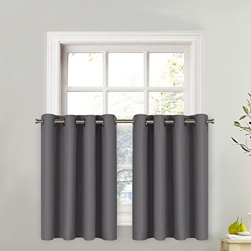 Product Cover NICETOWN Blackout Window Treatment Valance - Thermal Insulated Home Decor Blackout Grommet Tier Curtain Drape (52W by 24L + 1.2 inches Header, Grey, 1 Panel)