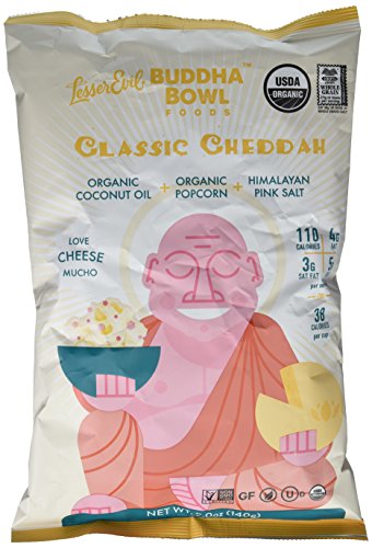 Product Cover LesserEvil Buddha Bowl Classic Cheddah Organic Popcorn with Organic Cheddar Cheese, Organic Coconut Oil and Himalayan Pink Salt, 5 Ounce (Pack of 3)