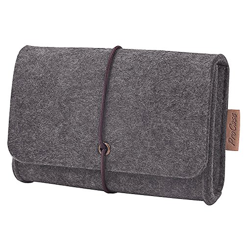 Product Cover ProCase Felt Storage Case Bag Accessories Organizer for MacBook Laptop Mouse Power Adapter Cables Computer Electronics Cellphone Accessories Charger SSD HHD -Black