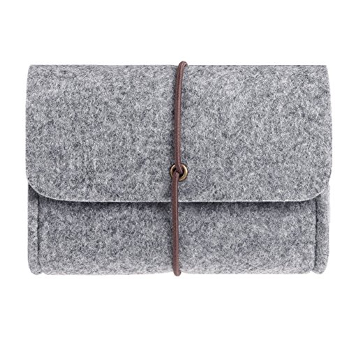 Product Cover ProCase Felt Storage Case Bag Accessories Organizer for MacBook Laptop Mouse Power Adapter Cables Computer Electronics Cellphone Accessories Charger SSD HHD -Silver Grey