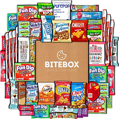 Product Cover BiteBox Care Package (45 Count) Snacks Cookies Bars Chips Candy Ultimate Variety Gift Box Pack Assortment Basket Bundle Mixed Bulk Sampler Treats College Students Office Fall Back to School Halloween