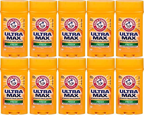Product Cover Arm & Hammer Ultra Max Invisible Solid Antiperspirant Deodorant, Fresh, 1 Ounce Travel Size (Pack of 10)