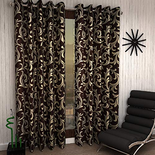 Product Cover Home Sizzler Modern 2 Piece Eyelet Polyester Window Curtain Set - 5ft, Brown