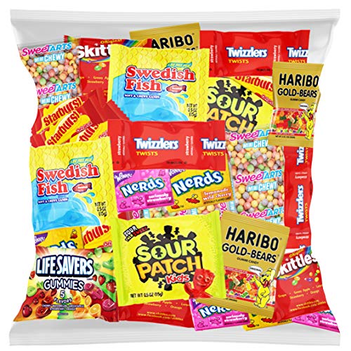 Product Cover Candy Party Mix Bulk Bag of Skittles Swedish Fish Nerds Haribo Gummy Sour Patch Twizzlers Starburst Mike and Ike and more! by Variety Fun Net wt (48 oz)
