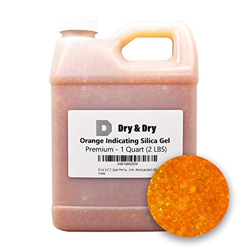 Product Cover Dry & Dry 1 Quart Orange Premium Desiccant Indicating Silica Gel Beads(Industry Standard 2-4 mm) - 2 LBS Reusable