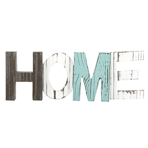 Product Cover MyGift Rustic Wood Home Decorative Sign, Standing Cutout Word Decor, Multicolor