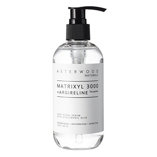 Product Cover MATRIXYL 3000 + ARGIRELINE Peptide 8 oz Serum + Organic Hyaluronic Acid Wrinkle Aging Fighting Powerful Line Remover and Collagen Booster ASTERWOOD NATURALS Liquid Face Lift in a Pump Bottle