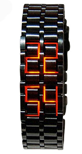Product Cover Mastop Men's Lava Black Stainless Steel Lava RED LED Digital Bracelet Watch