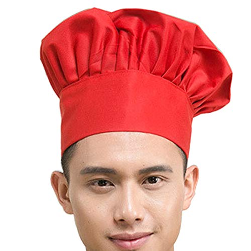 Product Cover Hyzrz Chef Hat Adult Adjustable Elastic Baker Kitchen Cooking Chef Cap, Red