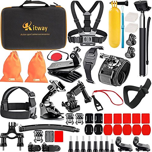 Product Cover Kitway 65-in-1 Action Camera Accessories Kit for Akaso EK7000/DJI Osmo Pocket/Wewdigi EV5000/GoPro Max, Hero 8 Black, Hero 7 Black 6 5 4 3+ 3 2 1/DBpower N6/Crosstour (Accessories for Action camare)