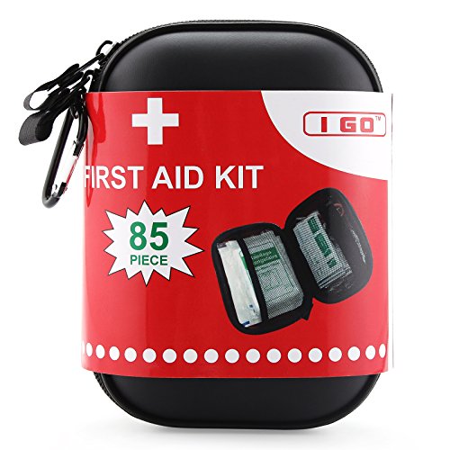 Product Cover I GO Compact First Aid Kit - Hard Shell Case for Hiking, Camping, Travel, Car - 85 Pieces