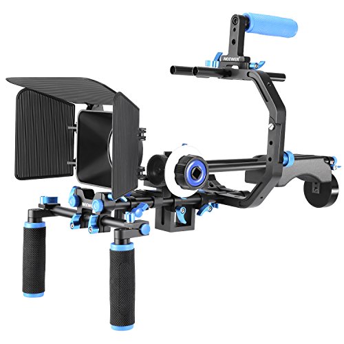 Product Cover Neewer Film Movie Video Making System Kit for Canon Nikon Sony and Other DSLR Cameras Video Camcorders, includes: C-shaped Bracket,Handle Grip,15mm Rod,Matte Box,Follow Focus,Shoulder Rig (Blue+Black)
