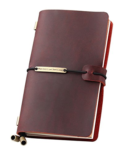 Product Cover Leather Journal Refillable Travelers Notebook, Antique Handmade Leather Writing Diary Notepad, Travel Journal Notebook for Men & Women, Medium Size 6.7