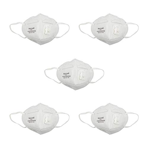 Product Cover Honeywell PM 2.5 Anti Pollution Foldable Face Mask with Easy Exhalation Valve, White, Box of 5