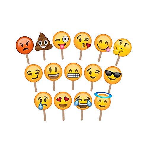 Product Cover Emoji Photo Booth Props - Large Enough to Cover The Face - Ideal for Weddings and Parties - Huge Pack of 15