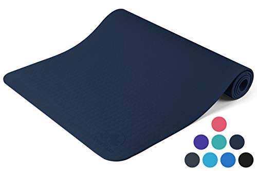 Product Cover Clever Yoga Premium Yoga Mat BetterGrip Eco-Friendly with The Best Non-Slip and Durable TPE 6mm or 1/4 inch Thick - Dark Blue Yoga Mat