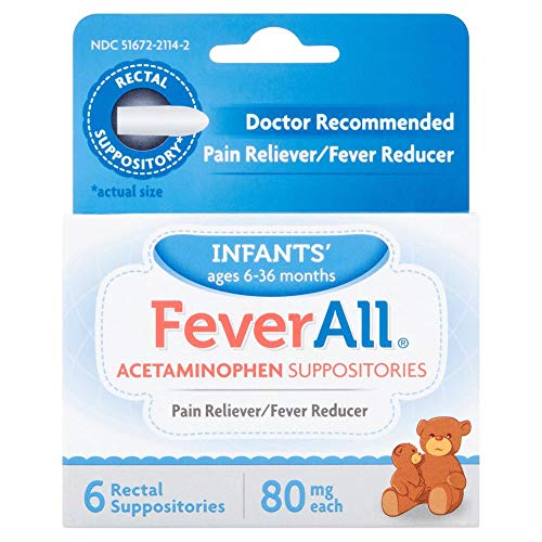 Product Cover FeverAll Infants Acetaminophen Suppositories 6 Rectal Suppositories 80mg each (Pack of 3)