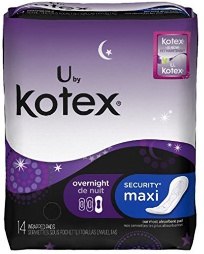Product Cover U by Kotex Maxi Pads, Overnight, Unscented 14 ea (Pack of 3)