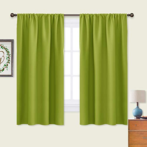 Product Cover NICETOWN Green Blackout Draperies Curtains - Thermal Insulated Christmas Decoration Blackout Curtains/Drapes for Kid's Room (1 Pair, 42 x 63 Inch, Fresh Green)