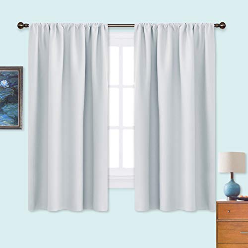 Product Cover NICETOWN White Bedroom Curtain Panels - Window Treatment Thermal Insulated Rod Pocket Room Darkening Curtains/Drapes for Bedroom (2 Panels,42 by 63,Platinum - Greyish White)