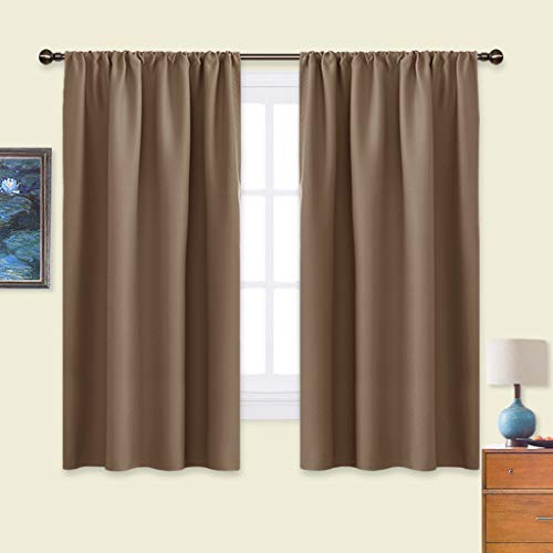 Product Cover NICETOWN Kids Blackout Curtain Panels - Window Treatment Thermal Insulated Solid Rod Pocket Blackout Curtains/Drapes for Bedroom (Set of 2 Panels,42 by 63 Inch,Cappuccino)