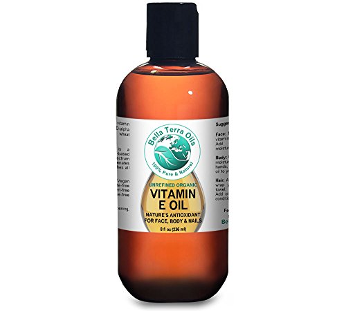 Product Cover SALE - Vitamin E Oil 8oz. D-alpha Tocopherol. Organic. Premium. 100% Pure, Max Strength 75,000 IU. Anti-Aging. Antioxidant. Treats Scars, Wrinkles, Dark Spots. For Hair, Skin, Nails - Bella Terra Oils