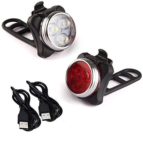 Product Cover Arespark LE Rechargeable LED Bike Light Set,Headlight Taillight Combinations,Includes Front and Rear Bicycle Light Set, Bike Lights,2 USB Cables,4 Light Modes, 350lm,Water Resistant, IPX4