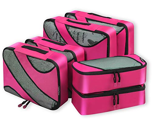 Product Cover Bagail 6 Set Packing Cubes,3 Various Sizes Travel Luggage Packing Organizers(Fushcia)