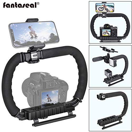 Product Cover DSLR/Mirrorless/Action Camera Camcorder Phone Stabilizer 3-Shoe 2-Handed Vlog Video Holder Rig Low Position Shooting Steadycam Mount Detachable Grip Fit for GoPro Sony Canon Nikon DV iPhone Samsung