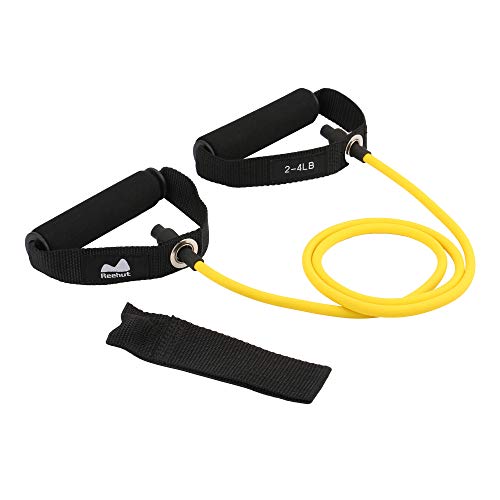 Product Cover REEHUT Single Resistance Band, Exercise Tube - with Door Anchor and Manual, for Resistance Training, Physical Therapy, Home Workouts, Fitness, Pilates,Boxing Strength Training - Yellow