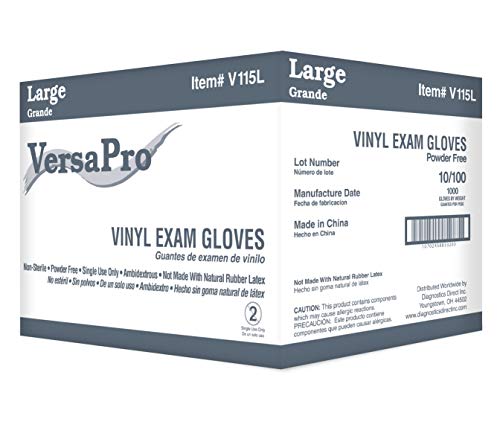 Product Cover VersaPro 115L Vinyl Exam Gloves, Powder-Free, Large (Pack of 1000)