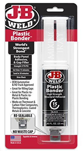 Product Cover J-B Weld 50139 Plastic Bonder Body Panel Adhesive and Gap Filler Syringe - Black - 25 ml