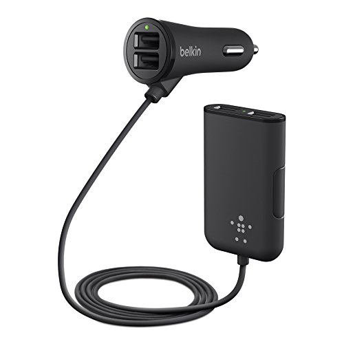 Product Cover Belkin Road Rockstar with 4 USB Ports for Front and Backseat Charging, 2 Front Seat USB Ports with Shared 2.4 Amp and 1 Backseat Dual-Port Hub with 2.4 Amp/Port