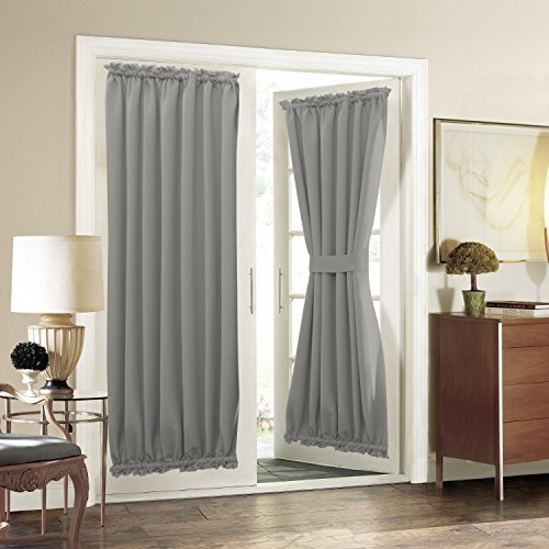 Product Cover Aquazolax Noise Reducing Solid Blackout Patio Door Curtain Panel, 1 Piece, 54 by 72-Inch, Light Grey
