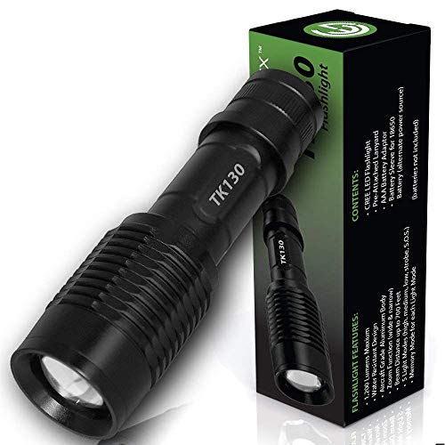 Product Cover EcoGear FX Bright LED Camping Flashlight TK130-5 Light Modes, High Lumen Output, Adjustable Zoom Focus - Water Resistant, for Camping, Outdoors and General Home Use