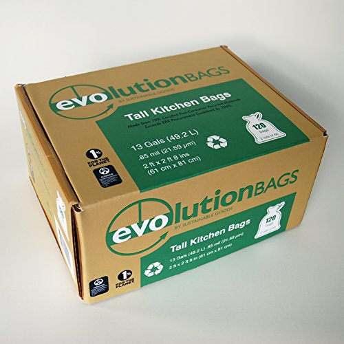 Product Cover Evolution Trash Bags: Tall Kitchen Trash Bag, 120 Bags/Box, Made with 70% Certified PCR Material