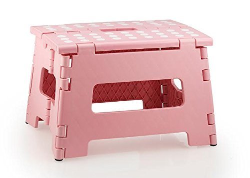 Product Cover StepSafe? High Quality Non Slip Folding Step Stool For Kids and Adults with Handle- 9 in Height, Holds up to 300 Lb! (pink) by StepSafe
